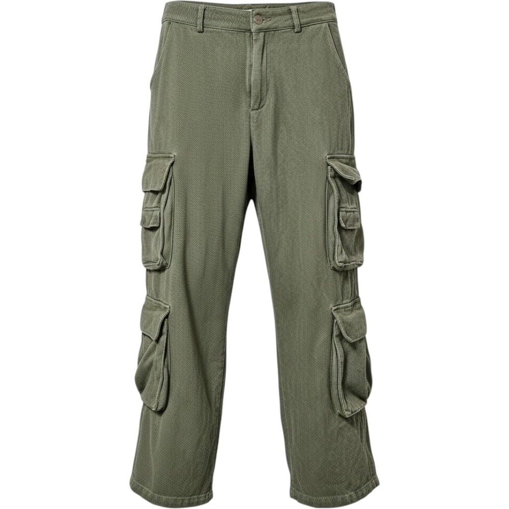 Rumours Cargo Pants Women XS Green Wide Leg High Rise Utility Streetwear Baggy